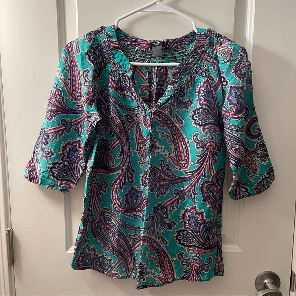 Ann Taylor XSP bluegreen blouse